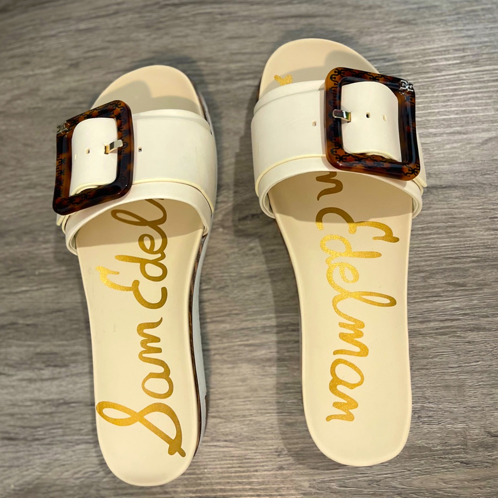 SAM EDELMAN IVORY LEATHER SANDALS